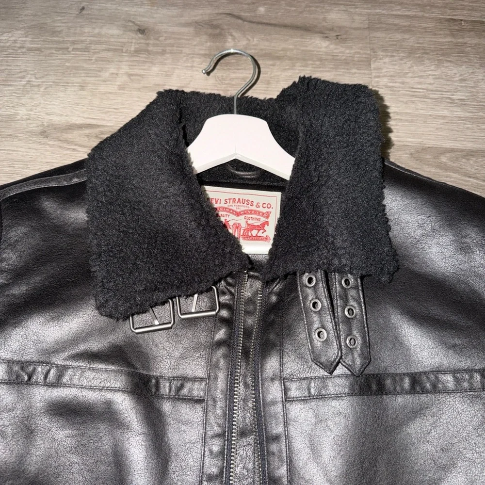 Levi's Black faux Shearling aviator rancher jacket size M